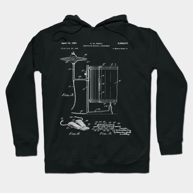 Drum Kit Patent Print 1951 Hoodie by MadebyDesign